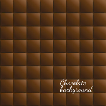 Vector Chocolate Squares Background. Realistic Food Seamless Pattern Wallpaper. Dark Chocolate Repeating Tile Illustration