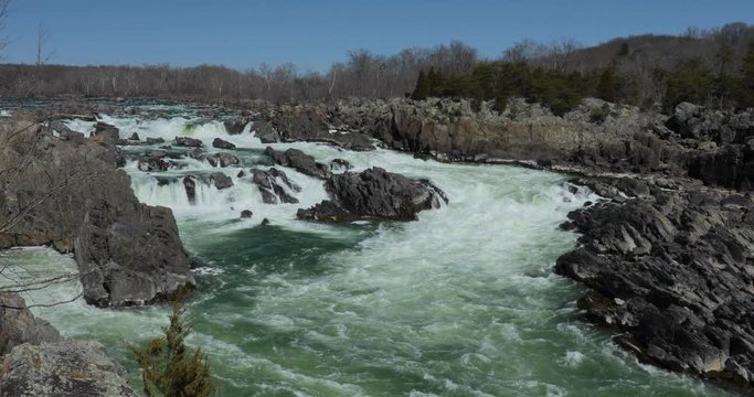 Rapids on the Potomic Viginia Tilt Down Blue Sky