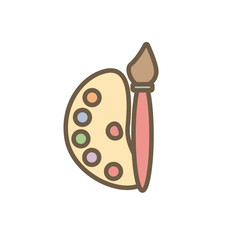 palette colors paint and brush flat