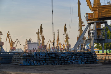 cargo of steel in the port