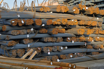cargo of steel in the port