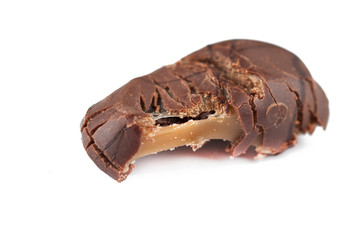Chocolate candy isolated on white background.Copy space