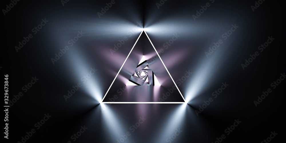 Fototapete abstract graphics with triangular glowing pattern. abstract modern futuristic space background. 3d r