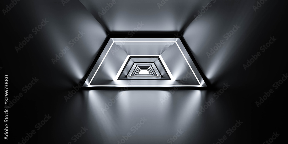 Aufkleber abstract graphics with triangular glowing pattern. abstract modern futuristic space background. 3d r
