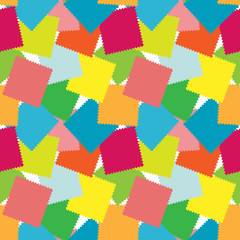 Illustration, drawing - a seamless pattern of colored square shreds.