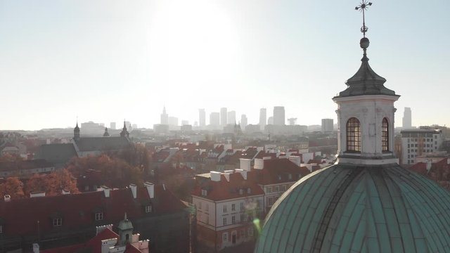 Dolly Zoom view of the city of Warsaw