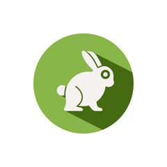 Rabbit. Icon on a green circle. Animal vector illustration