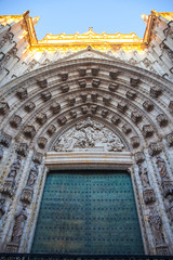 Obraz premium Seville Cathedral. (Catedral de Santa Maria de la Sede) Gothic style architecture in Seville, Andalusi, Spain. Picture taken 24 march 2020.