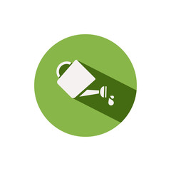 Fototapeta premium Watering can. Icon on a green circle. Gardening vector illustration