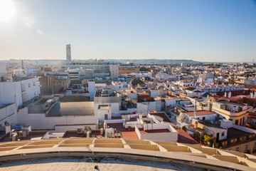 Obraz premium Metropol Parasol. (Setas de Sevilla) best view of the city of Seville, Andalusia, Spain. Picture taken 23 march 2020.