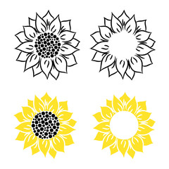 Fototapeta premium Sunflower vector illustration on a white background.