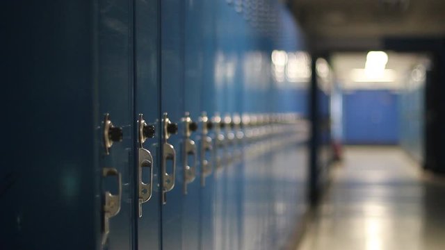 Empty School Hallway Lockers Rack Focus