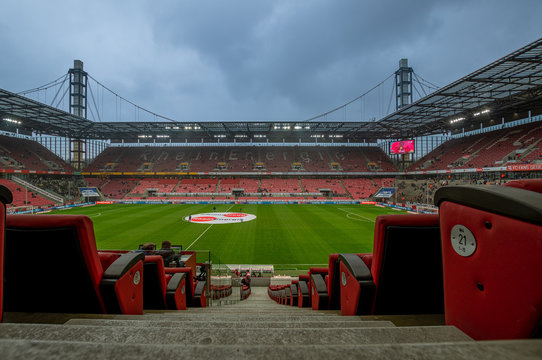 The empty stadium of 1. FC Köln at 15.03.2015 as a symbol for the current regulations of no big events in germany because of the corona virus threat.