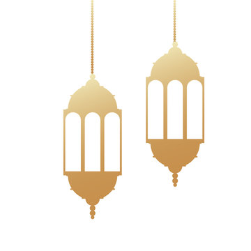 ramadan kareem golden lanterns hanging icons