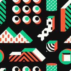 vector modern 3d geometric seamless pattern on black