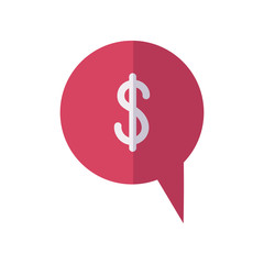 speech bubble with money symbol icon, flat style