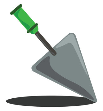 green handled trowel, gray blade, shadow clip art preview