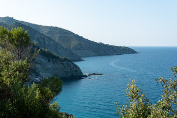Sea view from the coastal mountains. Skopelos, Greece