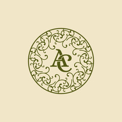 elegant ornament monogram with initial ac vector logo design