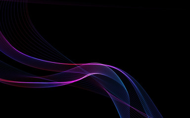 Dark abstract background with a glowing abstract waves