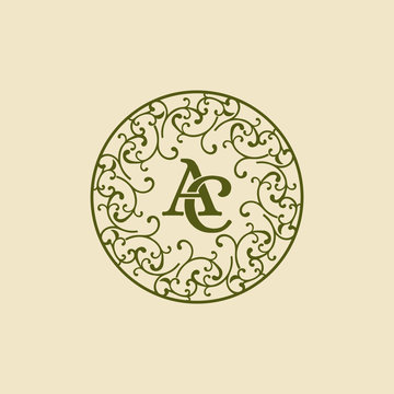 elegant ornament monogram with initial ac vector logo design