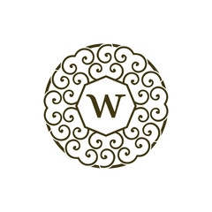 elegant floral monogram with letter w vector logo template