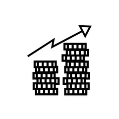 financial statistics bars with coins line style