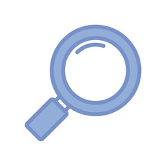 magnifying glass icon, blue outline style