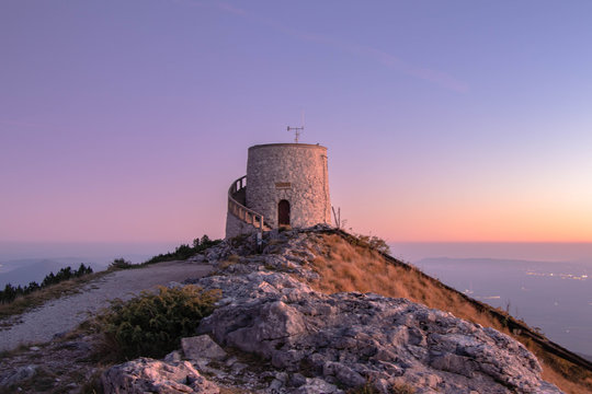 Top of  the hill Učka at sunset