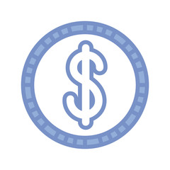 money coin icon, blue outline style