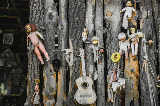 Creepy Old Dolls In The Abandoned Island Of The Dolls, Xochimilco, Mexico City