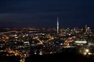 panoramic view of Auckland from Mt. Eden, New Zealand. At the night time.