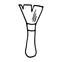 Cosmetic brush. Trendy hand drawn vector illustration isolated on white background.