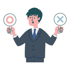 スーツ　男性　マルバツ