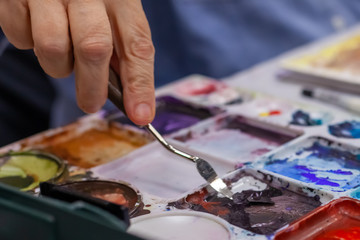 watercolor painting in art class