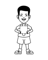 happy little boy with puzzle piece avatar character