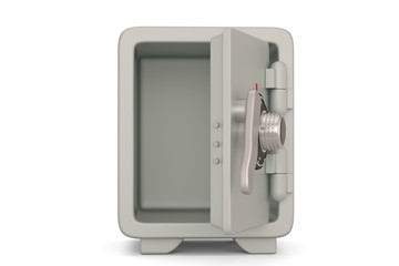 Grey blue safe box  isolated on white background. 3D illustration.