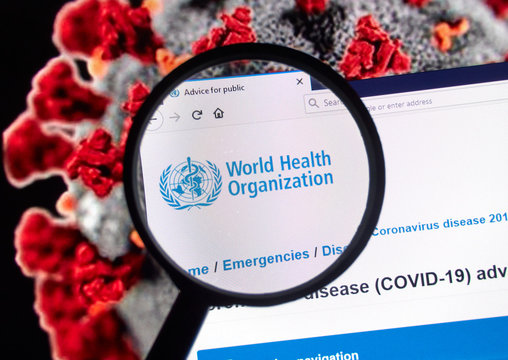 World Health Organisation Logo Over Coronavirus Picture