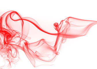 Red smoke abstract on white background, Red ink water color
