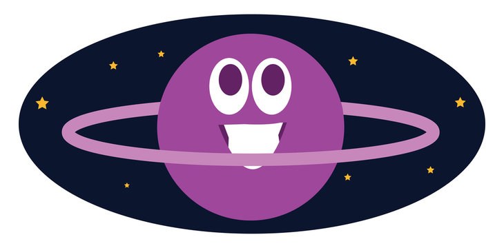 Purple Saturn, Illustration, Vector On White Background.