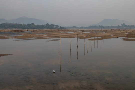 The water in the Mekong River has fallen to a critical level, Sangkhom district, Loei province, Thailand