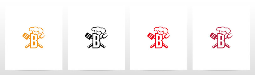 Spatula And Chef Hat On Letter Logo Design B