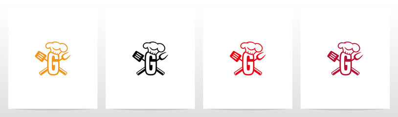 Obraz premium Spatula And Chef Hat On Letter Logo Design G