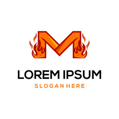 Letter M Burn Fire Abstract Creative Modern Illustration Icon Logo Design Template Element Vector