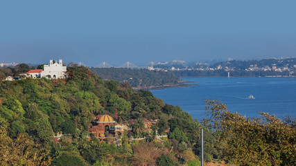 Fototapeta na wymiar Panoramic view of Goa,India cityscape from Fort