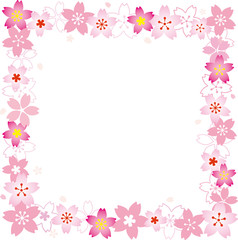 Obraz na płótnie Canvas ピンクの桜 四角 フレーム 枠