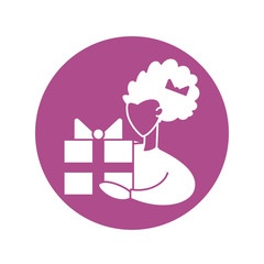 woman holding a gift box, silhouette style icon