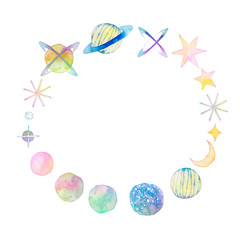 宇宙　星　フレーム　水彩 イラスト