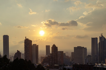 Panoramic shot of skyline at sunset