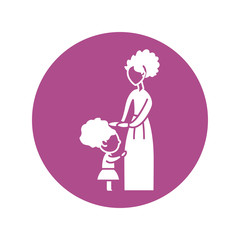 woman with daughter, silhouette style icon